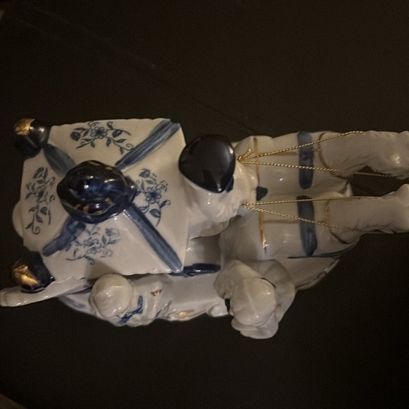 Vintage Horse Carriage Victorian Colonial Porcelain Figurine Blue White (061) - Picture 6 of 6
